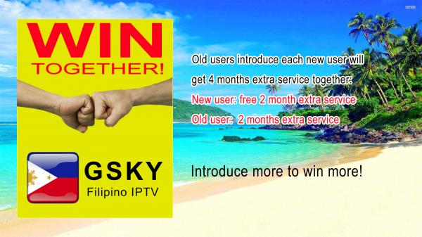 Filipino iptv smart tv box bring pinoy tv and world channels refer new customer get free 2 month each other