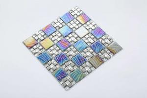 Quality Colorful Mixed Mosaic Glass Stainless Tile For Bedroom Decoration wholesale
