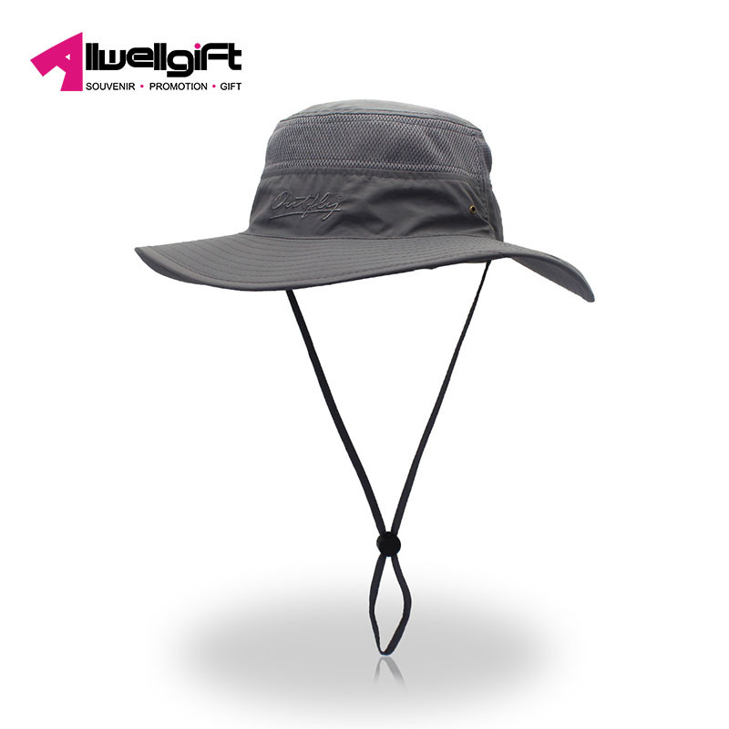 Quality Breathable Custom Logo Hats Mens Fishing Hat Sun Protection with long string wholesale