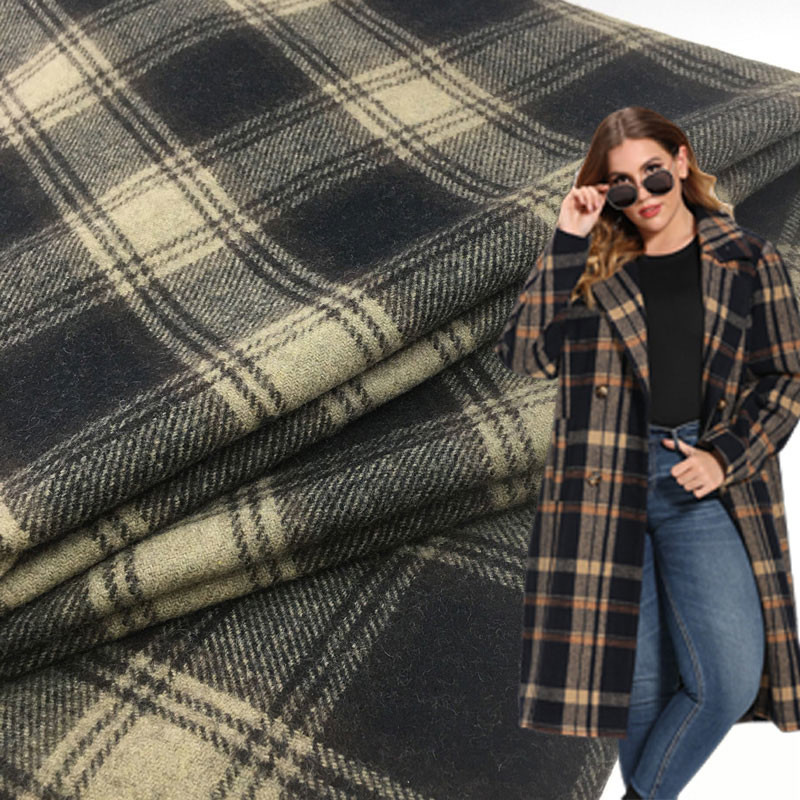 China Tartan Check Woolen Plaid Tweed Wool Fabric Sustainable 600gsm on sale