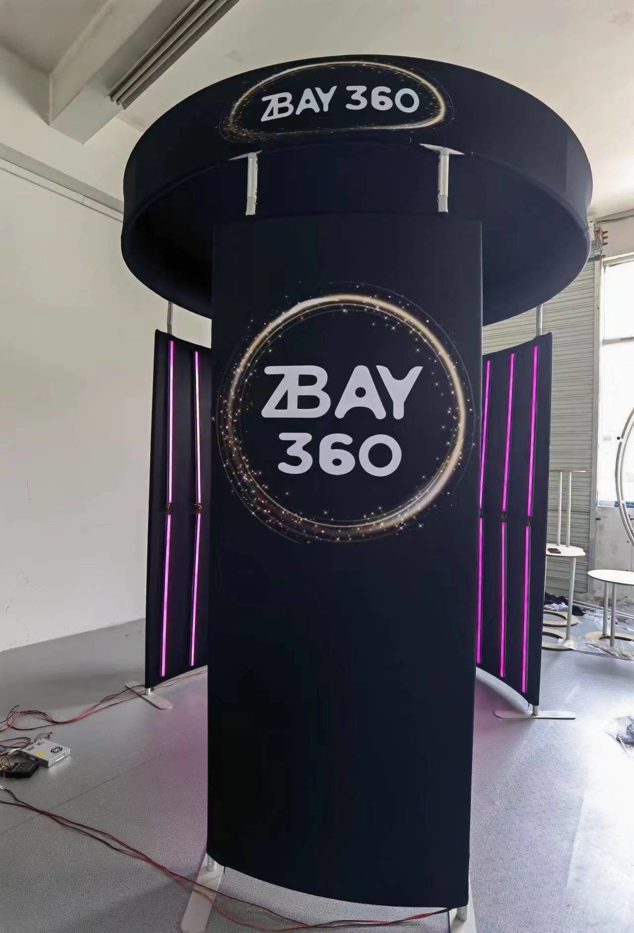 Quality Circle square 360 Photo Booth Enclosure Backdrop With Led Lights And Fabric wholesale