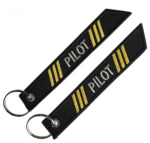 Quality Double Sided 100% Polyester 130x 30mm Pilot Embroidery Keychain wholesale