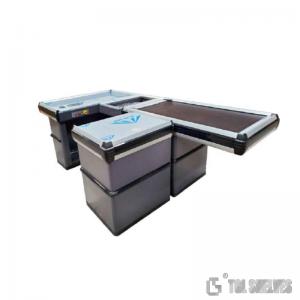 China Custom Conveyor Belt Checkout Counter Steel Cashier Counter on sale