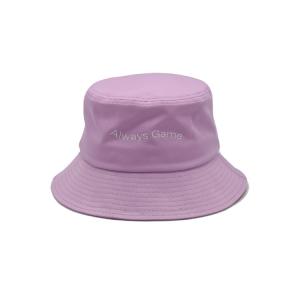 Quality Letter Flat Embroidery Fisherman Bucket Hat Woven Patch 100% Cotton Twill Purple wholesale