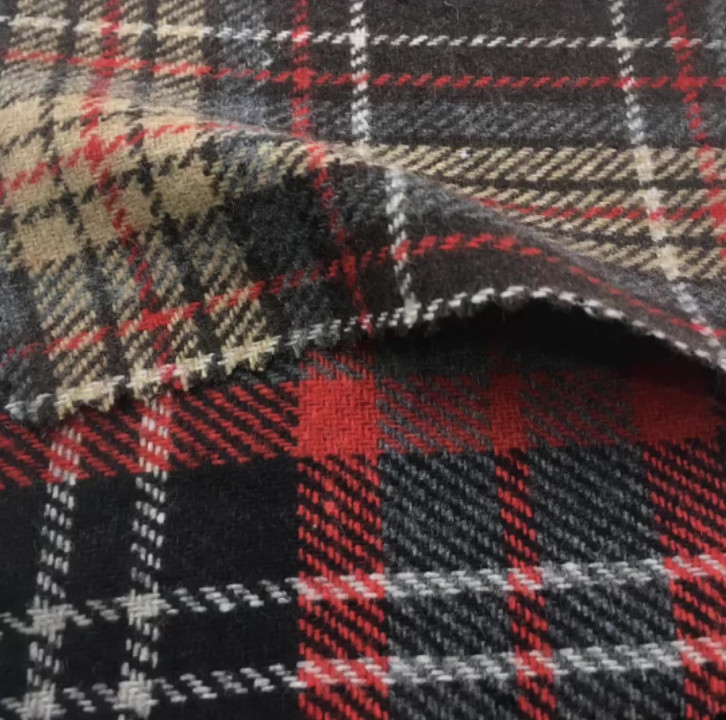 China 58 Inch Red Plaid Tweed Fabric 800gsm Wool Tweed Upholstery Fabric on sale