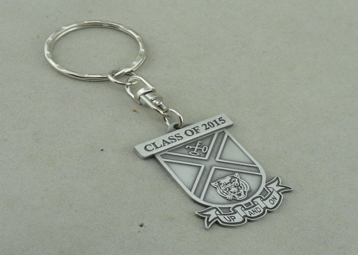 Quality Die Struck Silver Promotional Keychain Laser Engraved Personalised Key Rings wholesale