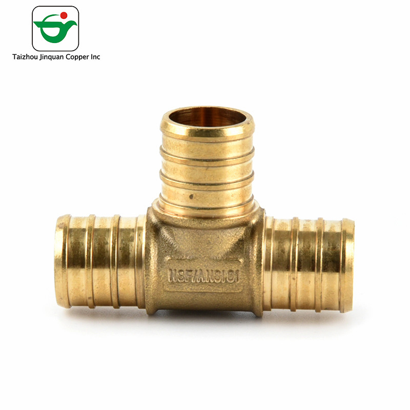 Lightweight 1/2''×1/2"X3/4" Brass Reducing Tee Pex Barb Fitting for sale
