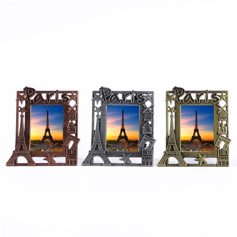 3D die casting sunset scenery Paris France Eiffel Tower souvenir gift metal rectangle picture frame