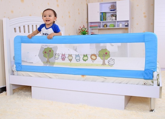 China Pink Safe Sleeper Baby Bed Rails 150cm Fold With Woven Net on sale