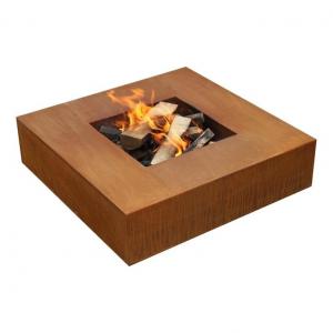 China Outdoor Heating Square Corten Steel Wood Burning Fire Pit Table on sale