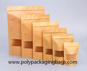China Biodegradable Ziplock 140 Micron Kraft Paper Bags For Coffee Dried Food on sale