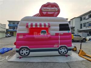 China Tarpaulin Blow Up Bounce Houses Ice Cream Stand Booth Small Inflatable Car Jumping Bouncer For Kids on sale