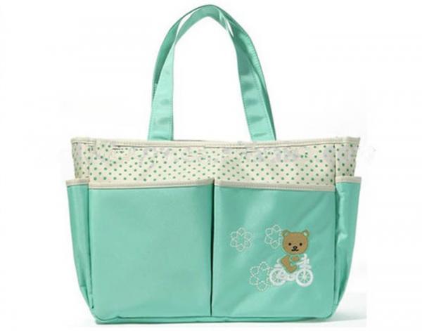 Cheap Light Green Fabric Cute Baby Diaper Bags / Stylish Baby Changing Bags of customizablebag
