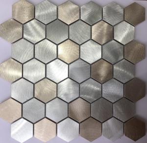 Quality 3D Gold Colorful Hexagon Metal Stainless Steel Mosaic Tile / Porcelain Mosaic Wall Tile wholesale