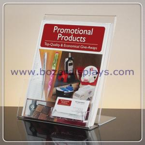 Quality Slant-back Clear Acrylic Literature Holder With Business Card Pocket wholesale