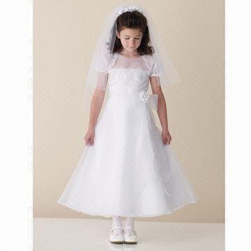 Quality Short Sleeves Organza A-line Flower Girl Dress wholesale