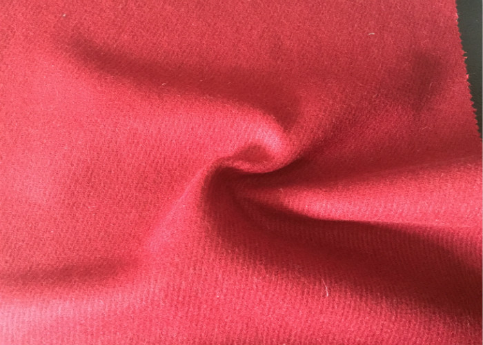 Quality Lovely Felted Wool Fabric Red Color , Wool Blend Suiting Fabric 55g/M wholesale