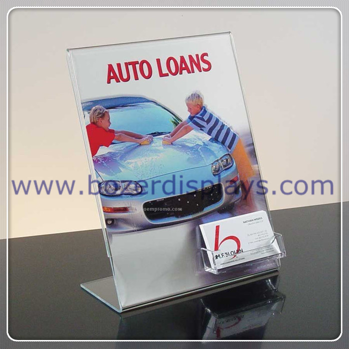 Buy cheap Clear Acrylic Table Sign Holder with Business Card Pocket from wholesalers