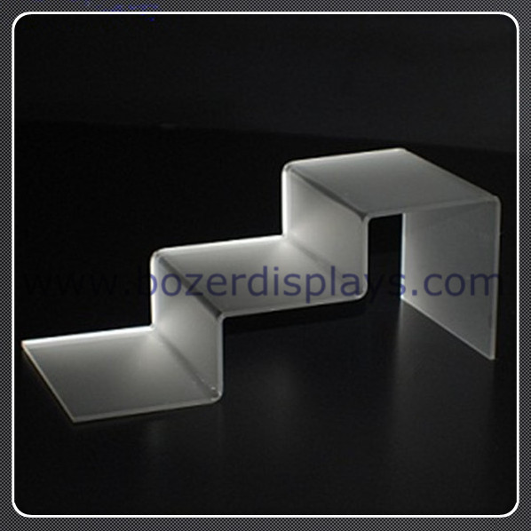 Quality 3 Step Frosted White Acrylic Shoe Display wholesale