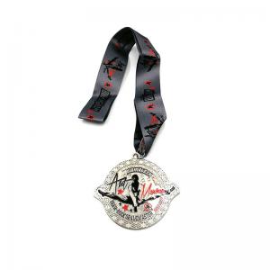 Quality 3 Inch Custom Metal Medals Die Stamping Charater Paint With Black Ribbon wholesale