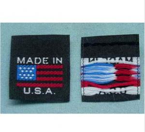 Quality PMS Pantone Woven Clothing Labels USA American Flag Embroidered Patches wholesale