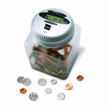 Cheap Talking Coin Bank with Coin Counter, Large Capacity and Built-in LCD Digital Counter for sale