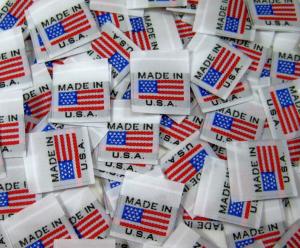 Quality 100 PCS WOVEN GARMENT SEWING LABELS, AMERICAN FLAG MADE IN U.S.A. wholesale