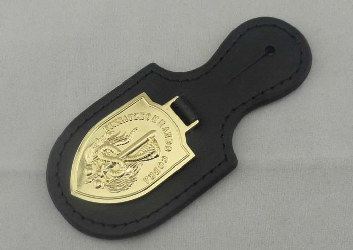 Quality Personalized Leather Keychains , Einsatzkommando Cobra Leather Pocket Badge wholesale
