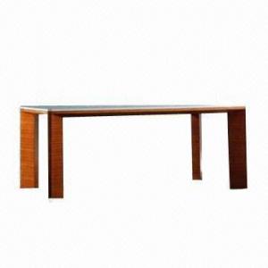 Quality Dining table, made of MDF, beige, walnut high-gloss painting wholesale