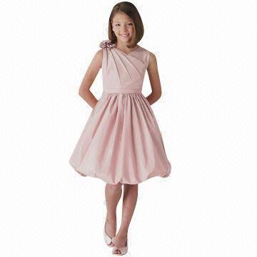 Quality Pink Taffeta V-neck Knee-length Flower Girl Dress wholesale