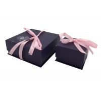 Black Jewelry Cardboard Box With Ribbon , Cardboard Jewelry Gift Boxes 