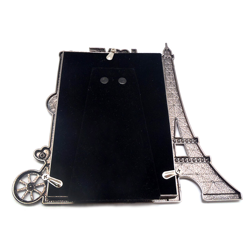 3.5*5inch Paris Eiffel Tower souvenir metal rectangle picture frame with rhinestone love