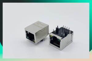 Quality Single Port RJ45 Connector with 10/100 Base-T Integrated Magnetics,Green/Yellow LED,Tab Down, wholesale