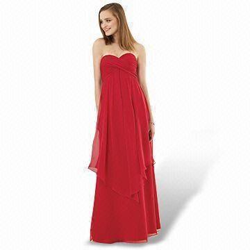 Quality Bridesmaid Dress with Strapless Neckline, Available in Red, ODM Orders are Welcome wholesale