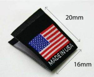 Quality Black American Flag Woven Labels Blue Merrow Border No Back Stabbers wholesale