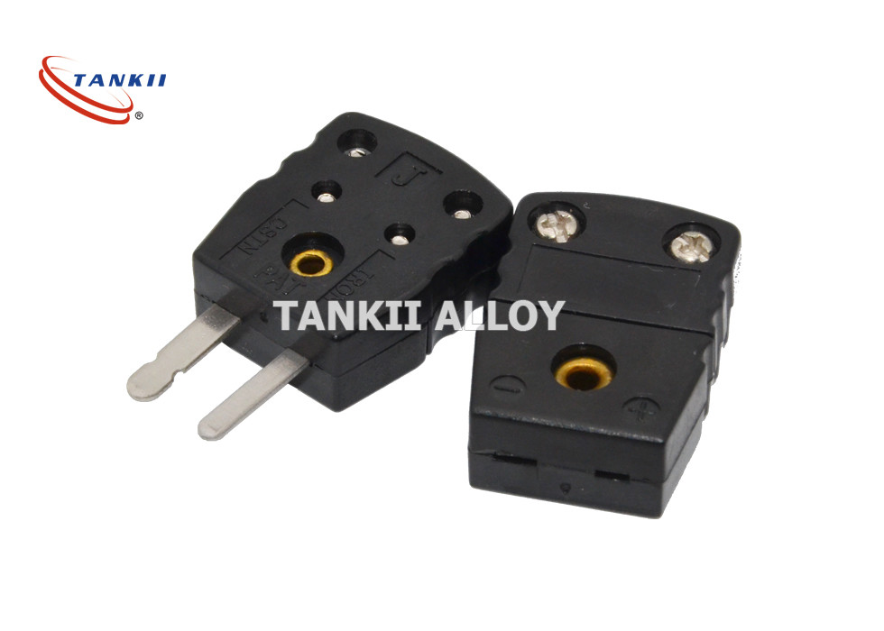 Quality Black Color Miniature Thermocouple Connector Type J With Iron And Constantan Pin wholesale