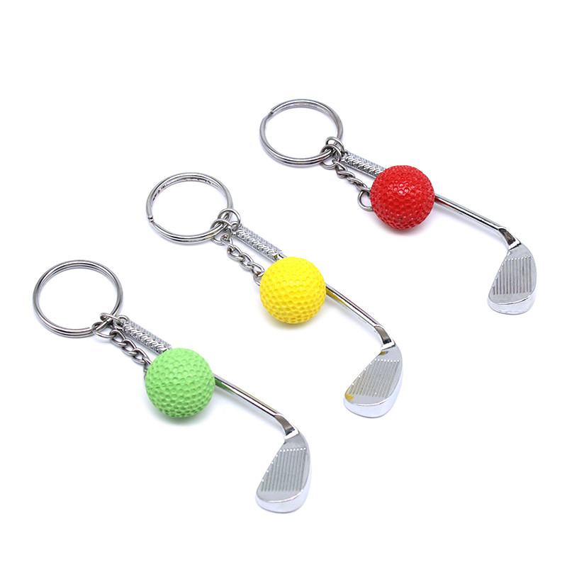 Quality Charms 3d Metal Cute Golf Ball Keychain Keyring Engraved Processing wholesale