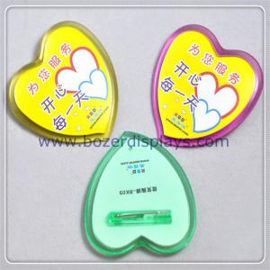 Quality Heart Shape Plastic Badge Holder with Safety Pin wholesale