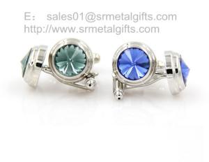 China Luxury crystal cufflinks, silver plated crystal stone cufflinks with great detail, on sale