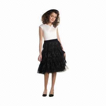 Quality Satin Black/White Lace Dresses for Flower Girl wholesale