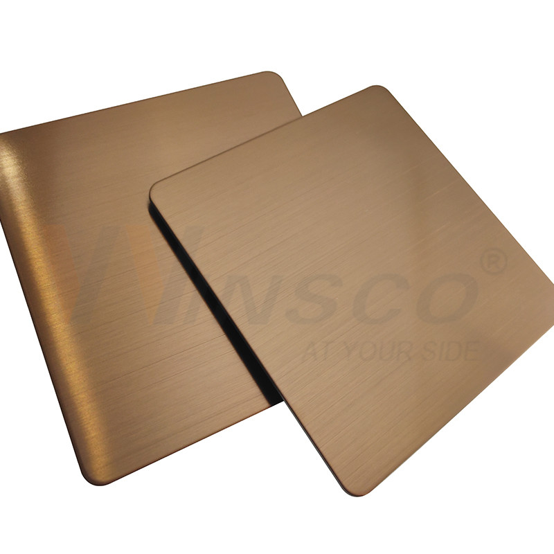 China Satin Red Copper Hairline Stainless Steel Sheet 316l Finished AFP Ornamental New Style on sale