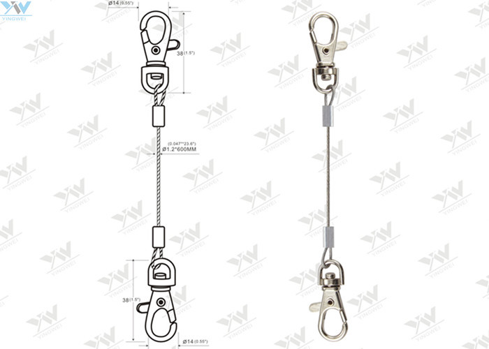 Quality Stainless Steel Cable LED Panel Suspension Kit / Wire Hanging System With Snap Hooks wholesale
