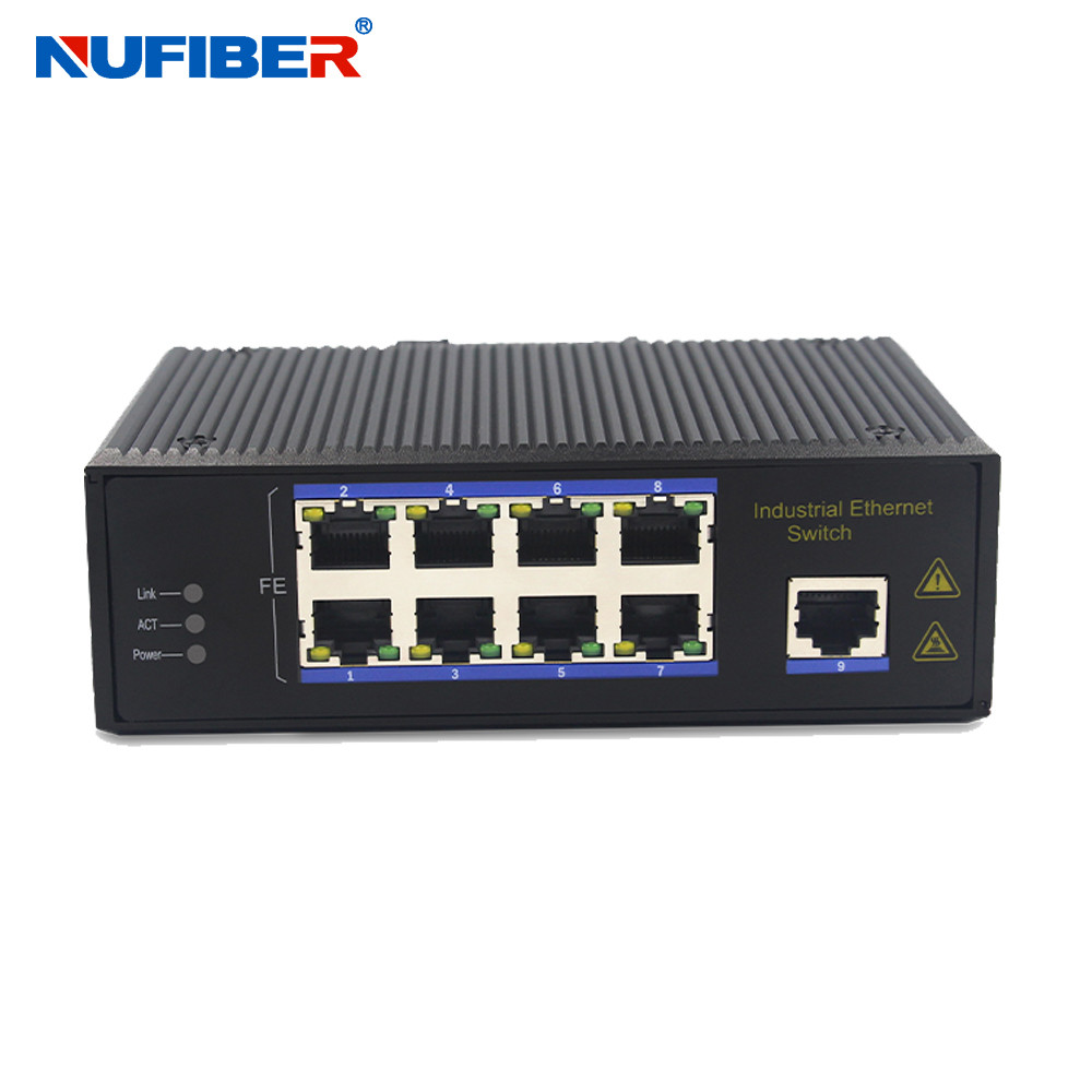 10/100M 9 Port Ethernet Switch Fast 24V Din Rail Mount For Network