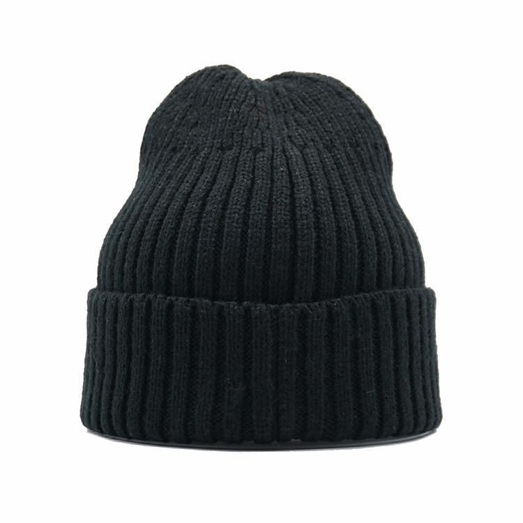 Quality Warm Knitted Cuffed Beanie Hats Winter Cuff Skull Cap for Men Women wholesale