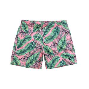Quality Summer Leaves Printing Polyester 0.15kg Mens Casual Beach Shorts wholesale