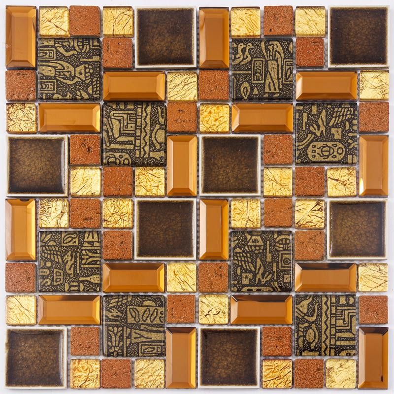 Quality Durable Fish Scale Irregular Glass Mosaic Tile Mixed Color Skid Resistance wholesale