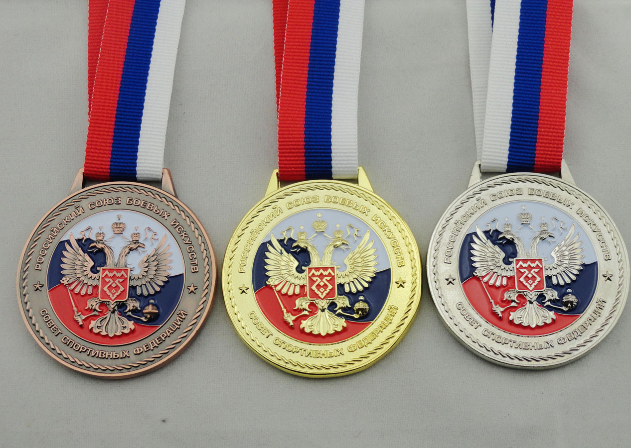 Quality Die Casting 3D Boxing Ribbon Medals with High 3d And High Polishing for Company Promotional Gift wholesale