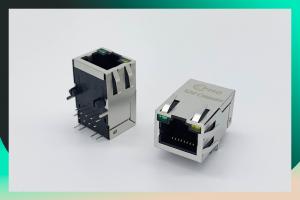 Quality Female RJ45 Modular Jack Connector With 10/100/1000 Base -T Transformers Yellow / Green LED And EMI Finger wholesale