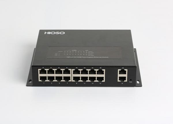 Cheap HiOSO 16 100M Ports 2 100/1000M Rj45 Network Switch , Fiber Optic Cable Switch for sale