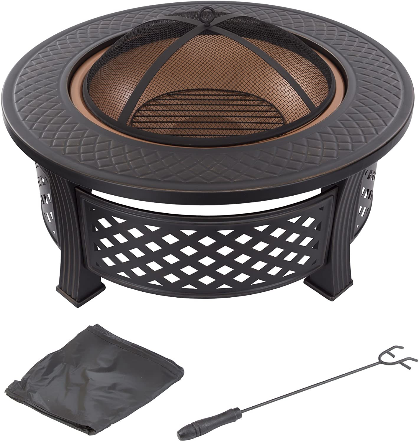 China Wood Burning Barrel Modern Wood Burning Fire Pit With Spark Screen Wood Pole on sale